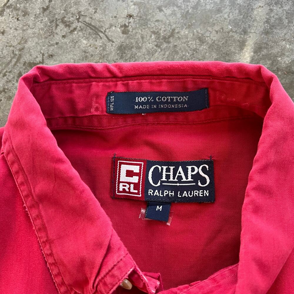 90s Vintage Chaps Ralph Lauren Crest Shirt Red M fits L 9.5/10 Collector Fade - Picture 3 of 7